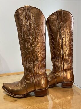 Tecovas Loretta Metallic Copper Brown Tall Western Boots size 6.5